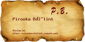 Piroska Bálint névjegykártya